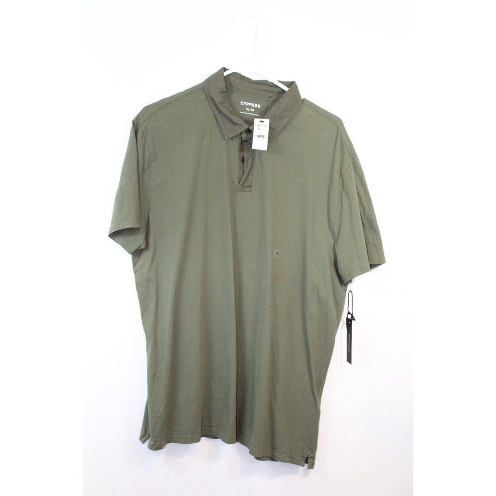 Express Polo Shirt Mens XL Green Short Sleeve Solid Casual Golf Dress School